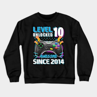 10th Birthday Gamer 10 Year Old Bday Boy Ten Son Crewneck Sweatshirt